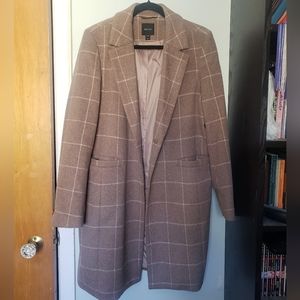 Beautiful Beige Windowpane Pattern RW&CO Wool-blend Fall/Winter Coat